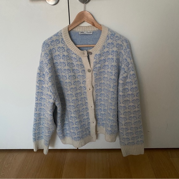 Zara Knit Jacquard Jacket Size M - Picture 2 of 4